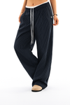 Women Striped Mid-Rise Korean Trousers
